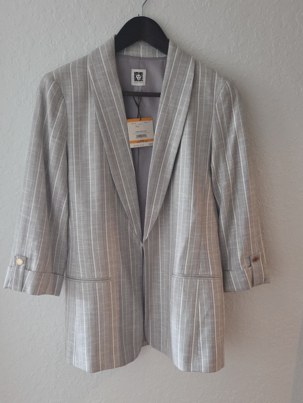 NWT Gray Pinstripe Open-Front Blazer